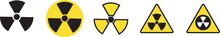 Set Of Radiation Hazard Signs. Radiation, Round And Triangular Signs. Radioactive Threat Alert. Radiation Area.