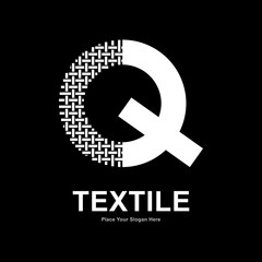 Wall Mural - Letter Q textile pattern and sewing logo vector template. Suitable for business, textile fabric, initial name, fashion, and knitting