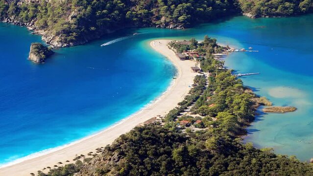 Fototapete - Oludeniz lagoon sea landscape view of beach, Turkey