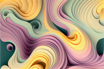 Poster - Flowing smooth waves of pastel colors