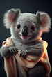 Koala After Taking Shower Drying with Towel