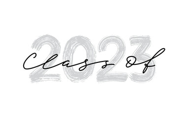 class of 2023. hand drawn brush lettering graduation logo. template for graduation design, party, hi