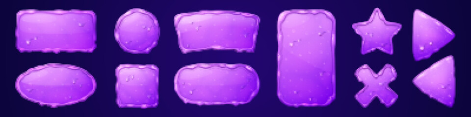 Wall Mural - set of purple sticky slime frames isolated on background. cartoon vector illustation of rectangular,