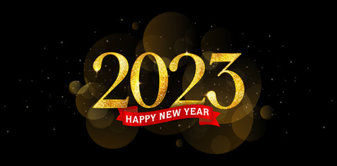 Wall Mural - illustration happy new year 2023 background with red ribbon for desk or wall calendar planner, greeting card, invitation, banner, flyer, screen printing, poster, Presentations and deck, Collages print