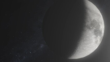 Wall Mural - Realistic Moon as Camera Slowly Pans with Stars Background 4K
