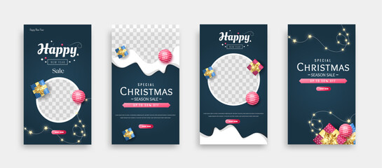 Wall Mural - set of christmas social media post template web banner for promotions your product.