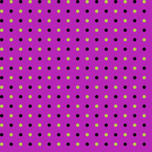 Abstract Geometric Seamless Pattern Of Vivid Yellow And Black Polka Dots On A Pink Background