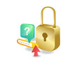 Isometric flat 3d illustration concept of forgot password lock