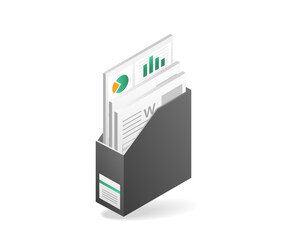 Leinwandbilder - Isometric flat 3d concept illustration of administrative data folder board