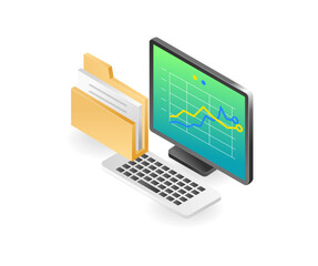 Aufkleber - Flat isometric illustration of server data folder analysis concept
