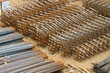 Stockyard steel reinforcement for bridge construction.