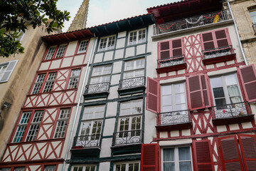 Sticker - Typical Basque house in Bayonne Basque Country southwest France