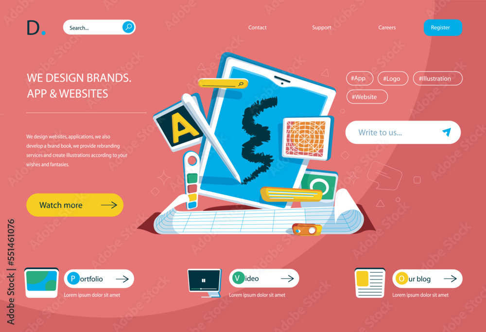 Designer Studio Concept In Flat Cartoon Design For Homepage Layout designer-studio-concept-in-flat-cartoon-design-for-homepage-layout