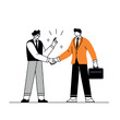 Partnership, and financial success concept. Good deal - two men shaking hands over a profitable great deal. Cooperation management.