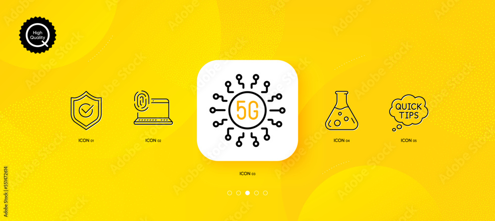 Chemistry lab, Approved shield and Quick tips minimal line icons ...