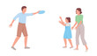 © IMG visuals characte - Family playing freebie semi flat color vector characters. Active rest. Editable figures. Full body people on white. Simple cartoon style illustration for web graphic design and animation