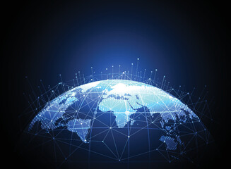 Wall Mural - global network connection. world map point and line composition concept of global business. vector i