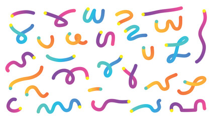 Squiggle vector illustration with bright gradient colors for design decoration and easy color editing