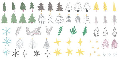 Wall Mural - christmas decoration. cartoon decorative elements. collection of different holiday elements. vector 