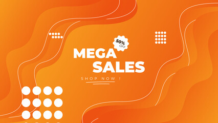 Canvas Print - Mega sale concept horizontal banner template design. Discount abstract promotion layout poster. Mega sale vector illustration.