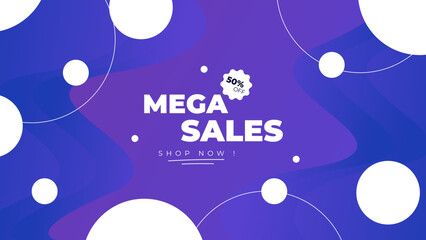 Poster - Mega sale concept horizontal banner template design. Discount abstract promotion layout poster. Mega sale vector illustration.