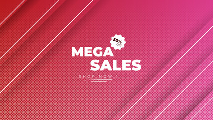 Poster - Mega sale concept horizontal banner template design. Discount abstract promotion layout poster. Mega sale vector illustration.