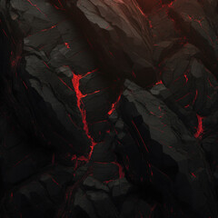 Black stone background with abstract red veins.