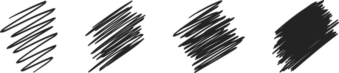 Wall Mural - hand drawn line sketch set. scribble doodle linear for message note mark design element. pencil or p