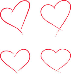 Wall Mural - set doodle hand drawn red hearts isolated. design elements for valentine's day and wedding card. ill