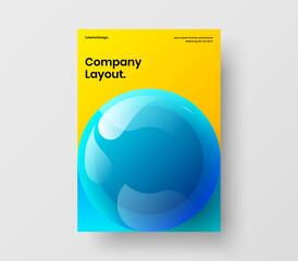 Wall Mural - Minimalistic annual report A4 design vector illustration. Abstract 3D spheres presentation template.