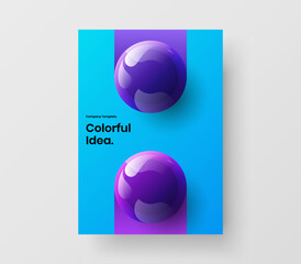 Wall Mural - Premium placard design vector layout. Modern 3D balls journal cover illustration.