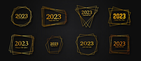 Wall Mural - 2023 Happy New Year gold geometric polygonal background