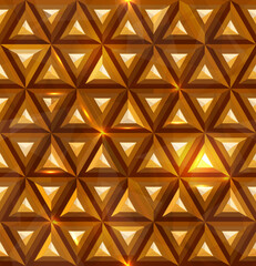 Wall Mural - seamless abstract 3d geometric background with glass gold shiny yellow triangular pattern. realistic