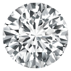 Wall Mural - Reaalistic vector illustration. Top view of a white diamond. Isolated bright gemstone. Crystal jewel with shadow. 