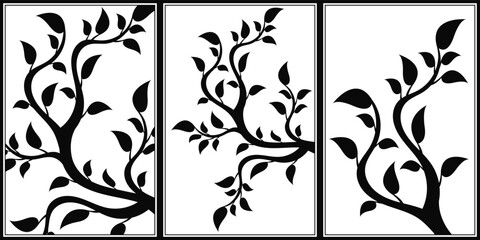 Wall Mural - young flowering tree. isolated sapling. abstract silhouette of a branch with leaves. spring backgrou