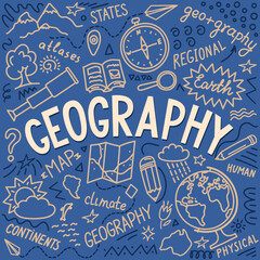 Wall Mural - Geography. hand drawn lettering 