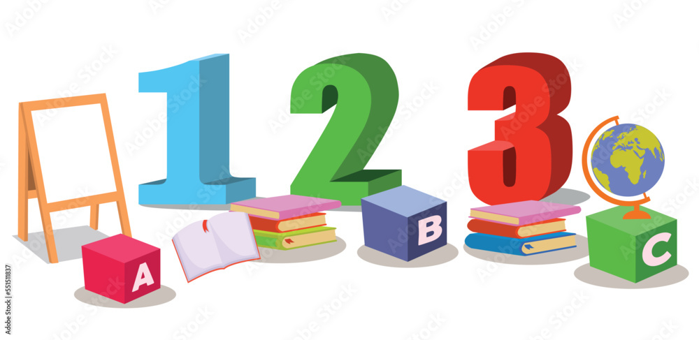 Cartoon kids with 123 numbers vector image Stock Vector | Adobe Stock