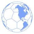 World Map on the Foot Ball Silhouette for Icon, Symbol, Pictogram, Sport News, Art Illustration, Apps, Website or Graphic Design Element. Format PNG