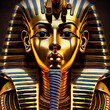 Isolated egyptian pharaoh Tutankhamun's funeral mask on black background