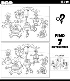 Fototapeta  - differences game with cartoon dogs coloring page