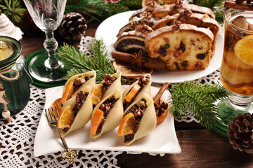 Poster - Sweet Christmas Eve dessert with poppy seeds and traditional pastries