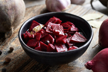 Wall Mural - Red beet kvass - probiotic food with red beets and spices