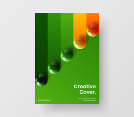 Wall Mural - Vivid 3D balls poster template. Unique corporate brochure A4 vector design layout.