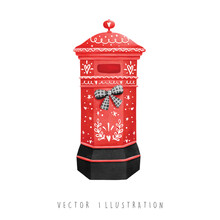 Christmas Mailbox, Christmas Vector Illustration