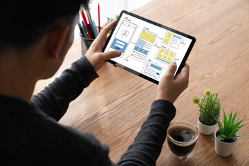 UX UI design process for modish mobile application and website . Creative prototype of wireframe for professional app developer .