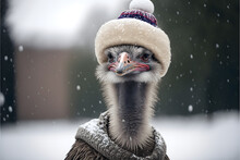 Ostrich In The Snow