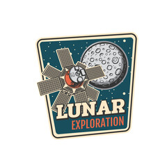 Wall Mural - lunar exploration icon of vector satellite floating in space of galaxy universe with moon planet and