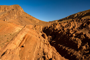 Wall Mural - Desert mountains landscape in the vicinity of Dades Gorges, Boumalne Dades, Morocco.