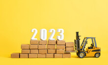 2023 Business Ecommerce Or Export , Import Concepts With Text Number On Product Box Order.