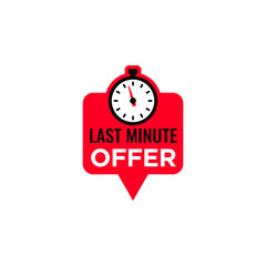 Canvas Print - vector illustration last minute offer button sign, flat modern label, stopwatch countdown logo